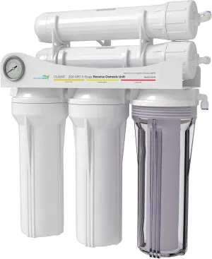 Aquatic Life 5-Stage Hydroponic Reverse Osmosis Water Filter System RO Filtration Unit, High Efficiency, 200 GPD