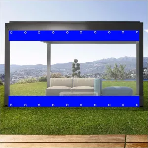 ASDFGHT Outdoor Curtain Waterproof Side Panels 0.5mmThick RainproofDust Anti-agingno Fading with Eyelet for Gazebo Porch Pergola 47 Sizes (Color : Clear Blue) (Color : Blue, Size : 1.2x1.8m)