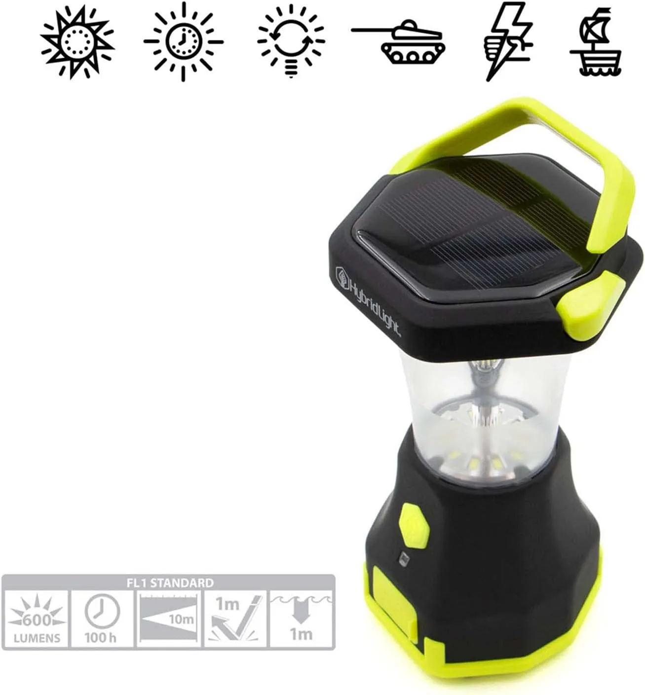 Atlas 600 Solar LED Waterproof Camping Lantern with Micro USB Charger, Black