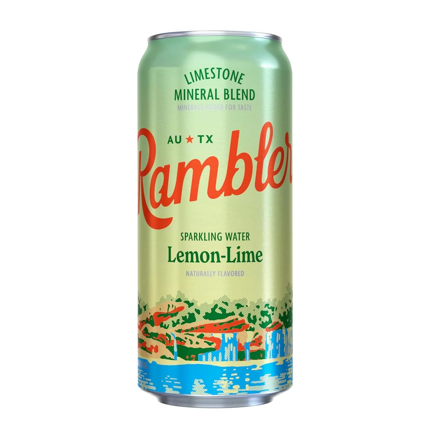 AUTX RAMBLER Lemon-Lime Sparkling Water, 16oz Tallboy Cans, 12-Pack, Texas Limestone Filtered Sparkling Water