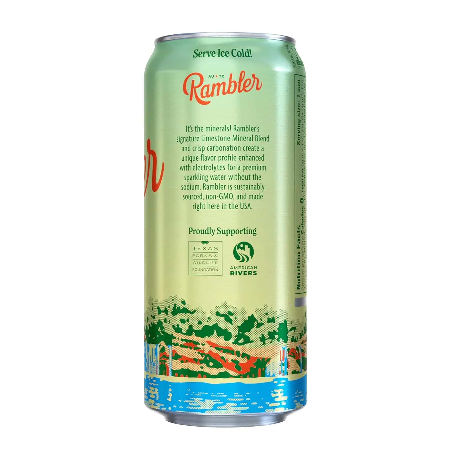 AUTX RAMBLER Lemon-Lime Sparkling Water, 16oz Tallboy Cans, 12-Pack, Texas Limestone Filtered Sparkling Water