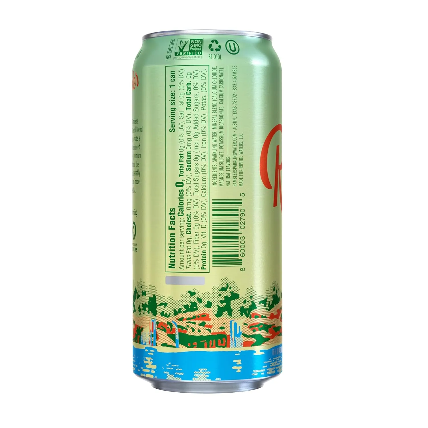 AUTX RAMBLER Lemon-Lime Sparkling Water, 16oz Tallboy Cans, 12-Pack, Texas Limestone Filtered Sparkling Water