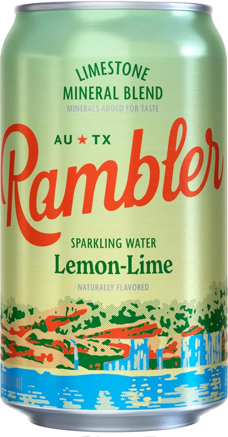 AUTX RAMBLER Lemon-Lime Sparkling Water, Texas Limestone Filtered, 12-Ounce Cans, 12-Pack