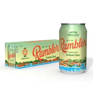 AUTX RAMBLER Lemon-Lime Sparkling Water, Texas Limestone Filtered, 12-Ounce Cans, 12-Pack