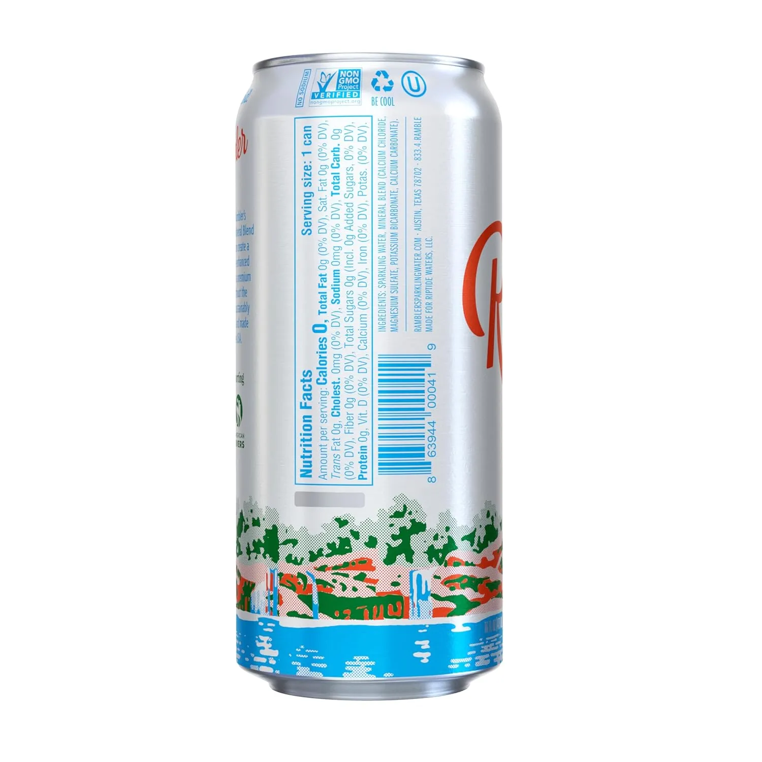 AUTX RAMBLER Original Sparkling Water, 16oz Tallboy Cans, 12-Pack, Texas Limestone Filtered Sparkling Water