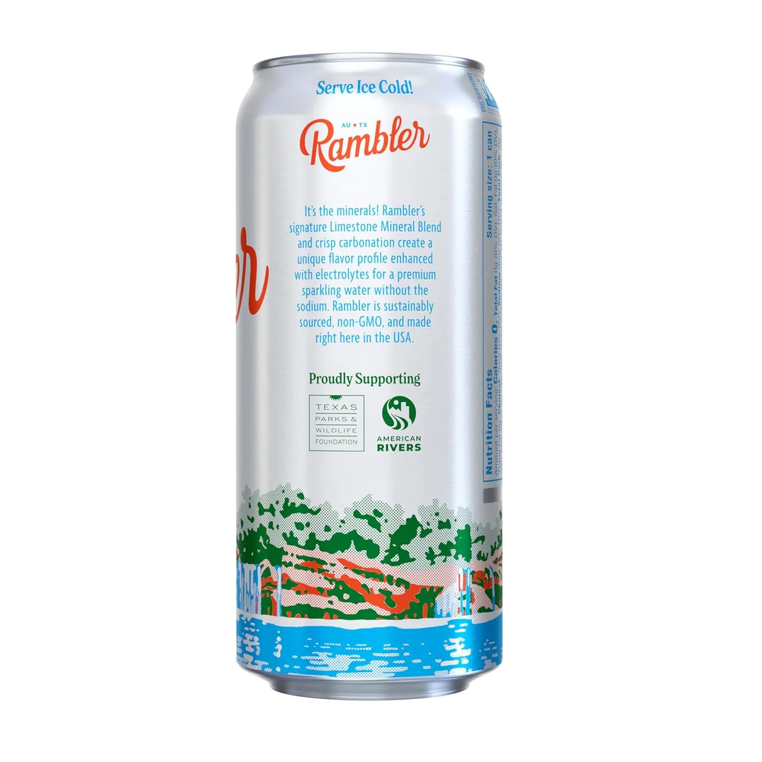 AUTX RAMBLER Original Sparkling Water, 16oz Tallboy Cans, 12-Pack, Texas Limestone Filtered Sparkling Water
