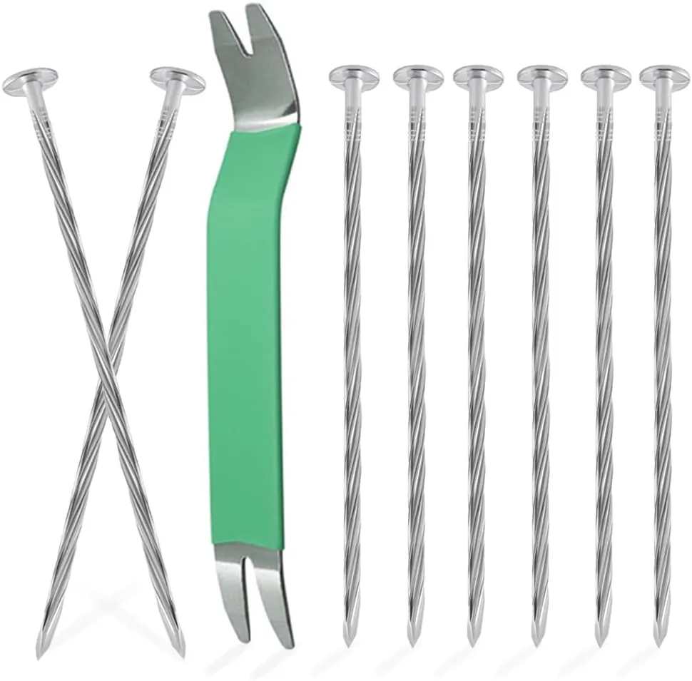 Bakulyor 100 Pack Metal Landscape Stakes, 6 Inch Artificial Turf Spikes, 6 Gauge Large Landscaping Nails, Galvanised Edging Anchoring Staple for Garden Ground Grass Lawn Paver Timber Weed Barrier - 6"