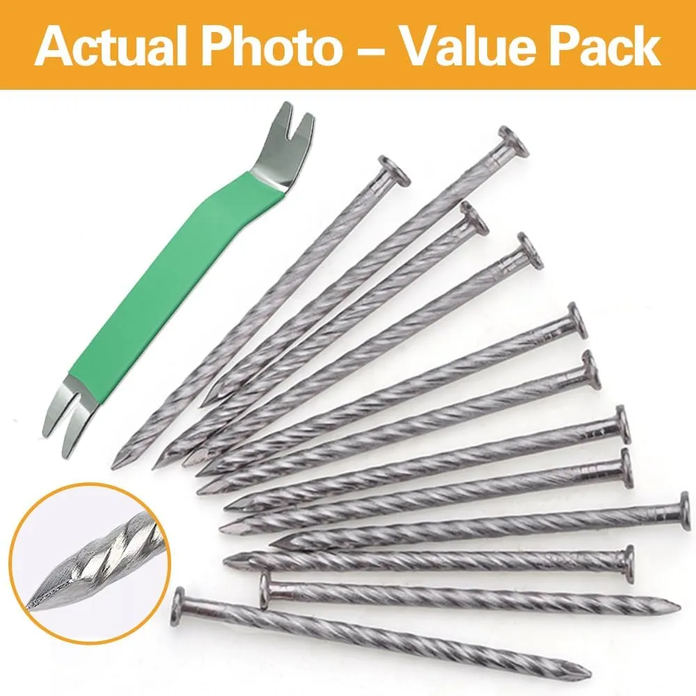 Bakulyor 100 Pack Metal Landscape Stakes, 6 Inch Artificial Turf Spikes, 6 Gauge Large Landscaping Nails, Galvanised Edging Anchoring Staple for Garden Ground Grass Lawn Paver Timber Weed Barrier - 6"