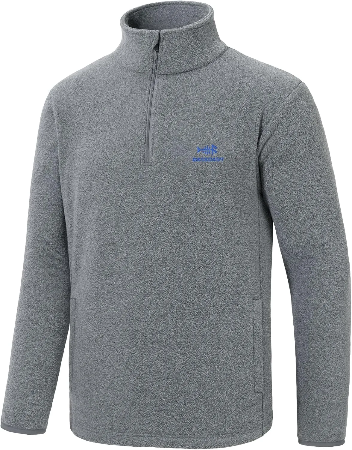 BASSDASH Men's Quarter Zip Jacket Mid Weight Polar Fleece Pullover Outdoor Warm Breathable Long Sleeve Sweatshirt