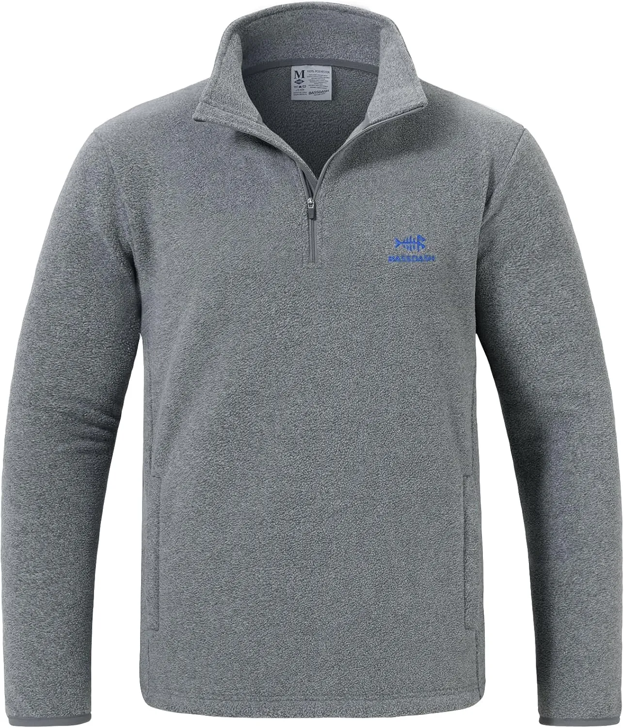 BASSDASH Men's Quarter Zip Jacket Mid Weight Polar Fleece Pullover Outdoor Warm Breathable Long Sleeve Sweatshirt