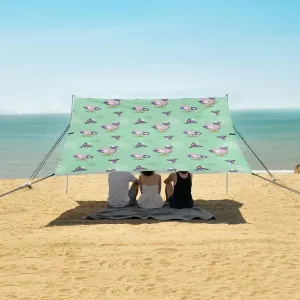 Beach Shade Tent with UPF50  UV Protection,Cute Rock Doves Pigeon Lightweight Camping Sun Shelter for Outdoor,Camping Trips, Fishing, Backyard,Picnics,Easy Set Up and Carry 9x10.5 FT