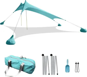 Beach Tent Canopy Pop Up Sun Shade Shelter UV Protection Outdoor Camping Tent for 3-4 People with Carrying Bag, 2 Aluminum Pole, Instant Setup Tent (Color : Green)