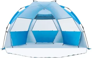 Beach Tent-Outdoors Easy Up Cabana Tent Sun Shelter Beach Umbrella, Deluxe Large for 5-6 Person Blue