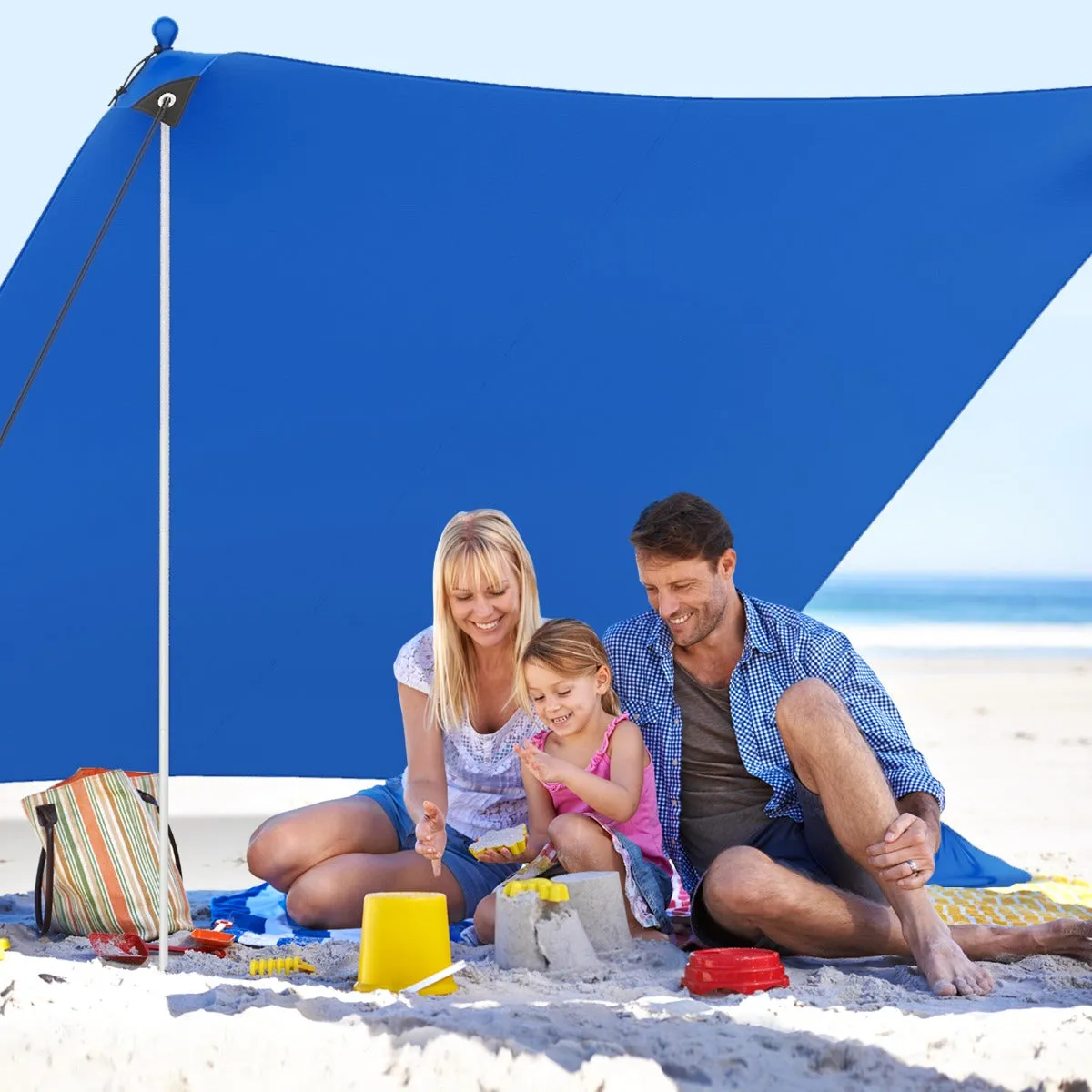 Beach Tent Sun Shelter with 4 Sandbags and UPF 50  Protection