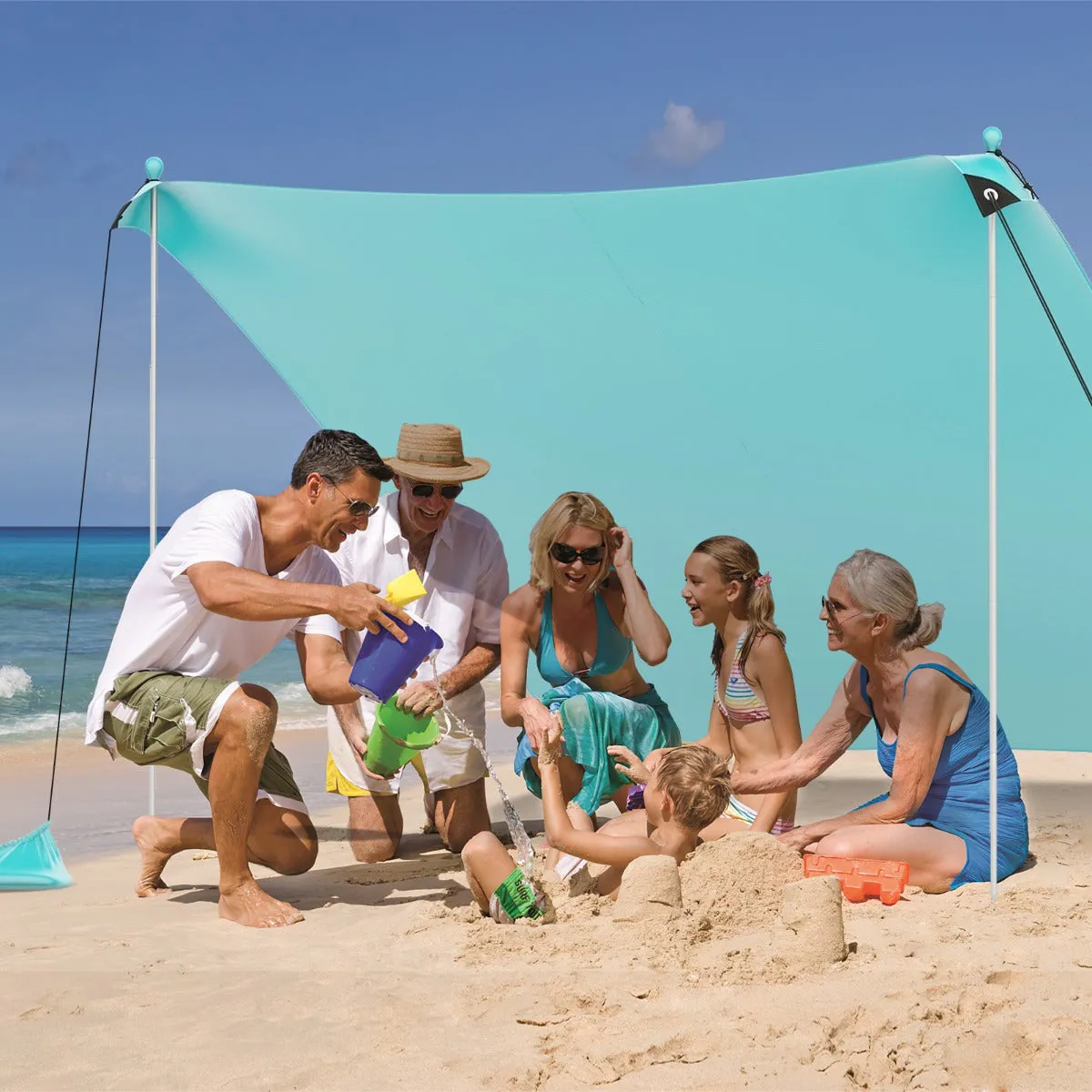 Beach Tent Sun Shelter with 4 Sandbags and UPF 50  Protection