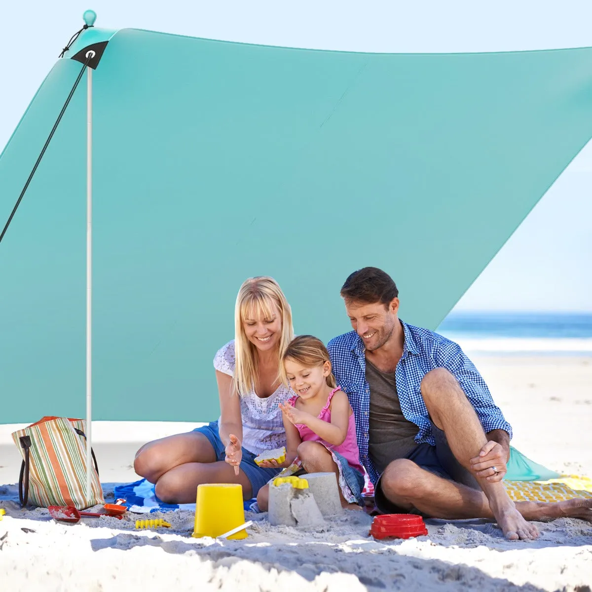 Beach Tent Sun Shelter with 4 Sandbags and UPF 50  Protection