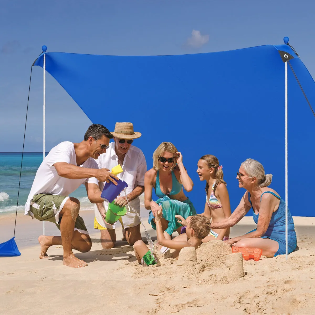 Beach Tent Sun Shelter with 4 Sandbags and UPF 50  Protection