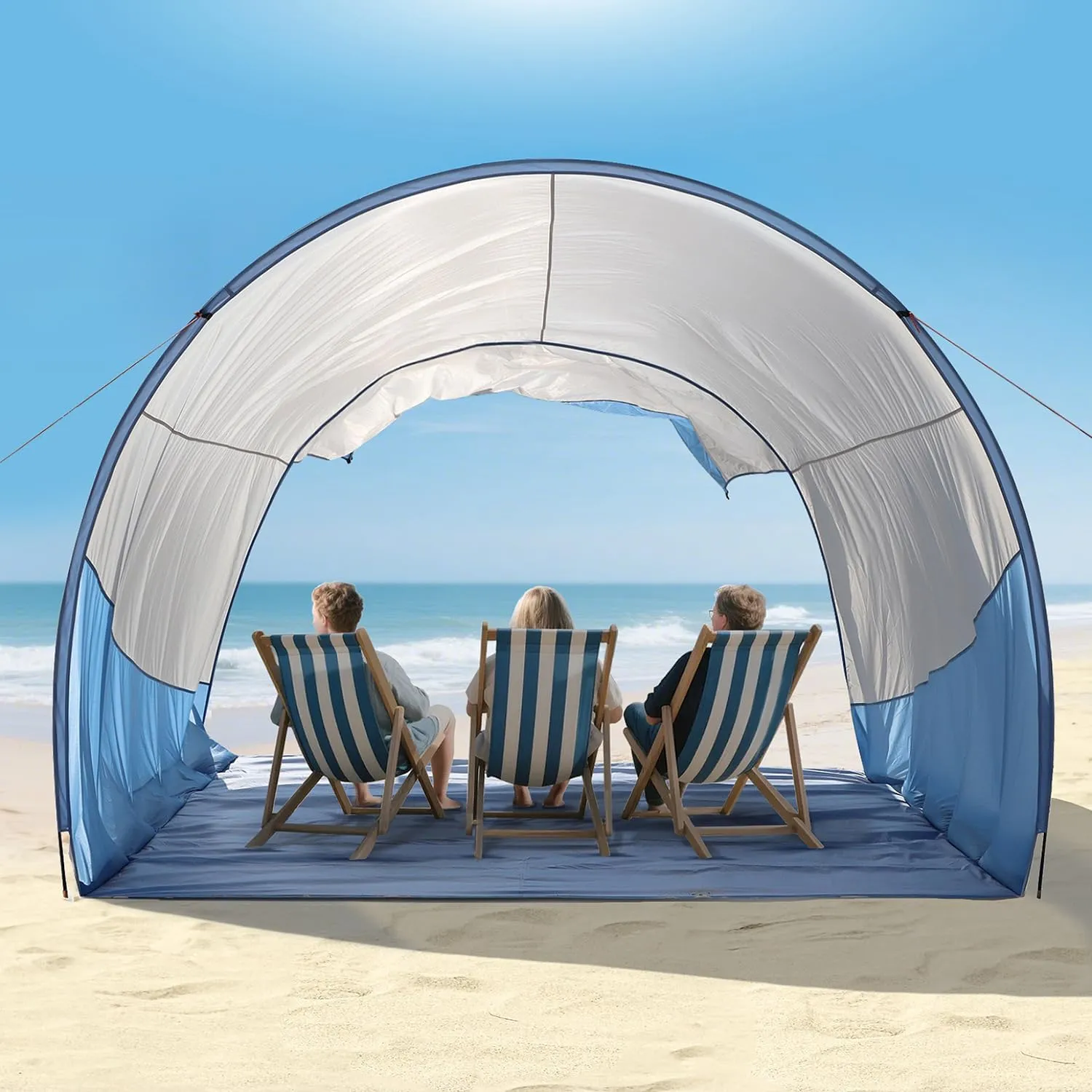 Beach Tent Sun Shelter with UPF50  Protection, One-Person Setup, Wind-Supported & Sandbag Stable, 7.5ft Tall, Portable Beach Shade Canopy for 3-6 People