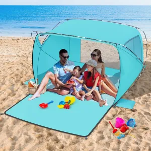 Beach Tent Sun Shelter,4-6 Person Beach Shade Tent, Easy Setup UPF 50  UV Protection Portable Lightweight Beach Cabana Sun Shade Shelter for Family Outdoor and Picnics,Fishing with Carrying Bag