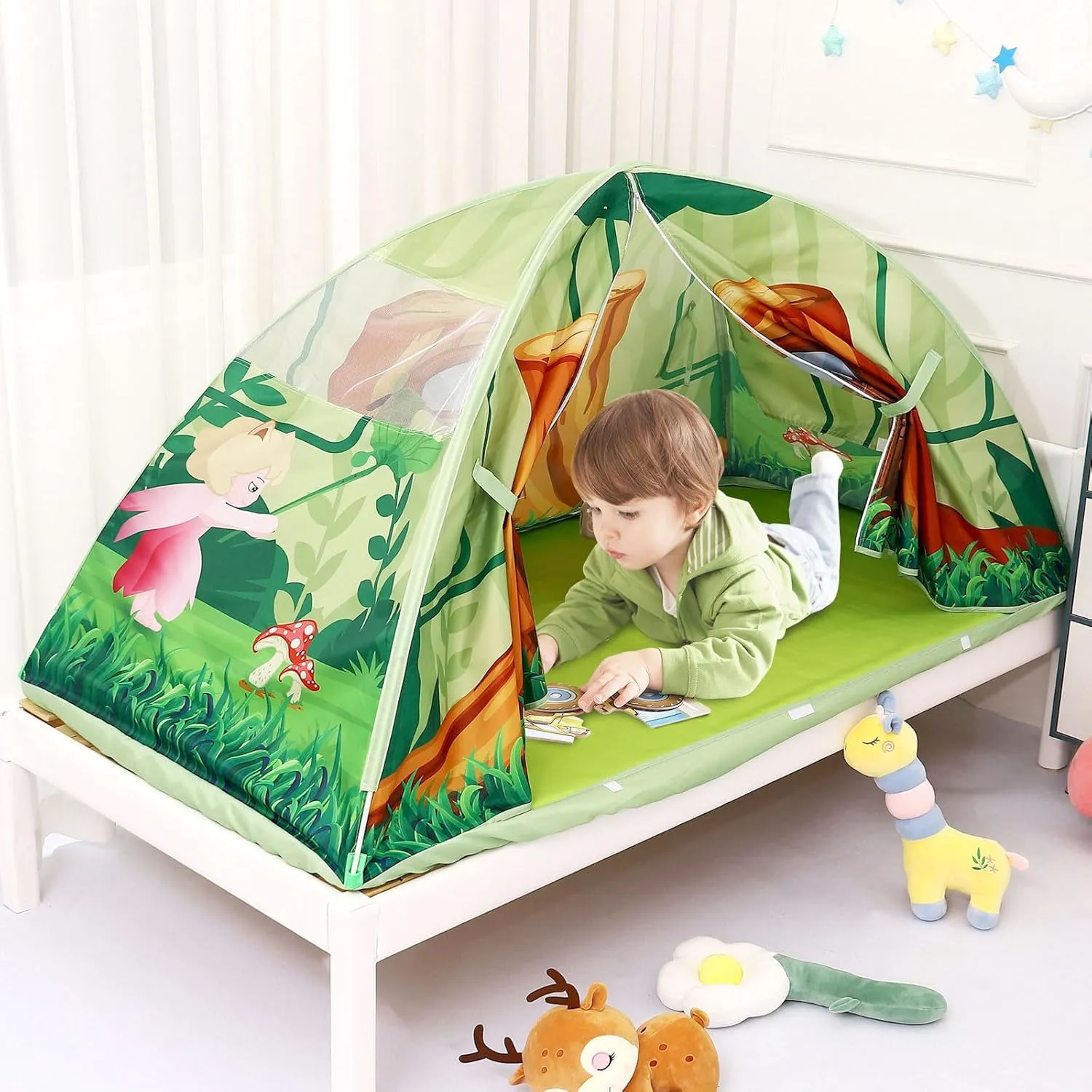 Bed Tent for Twin Kid Play Tent for Boy and Girl Easy Set-Up Magic Playhouse