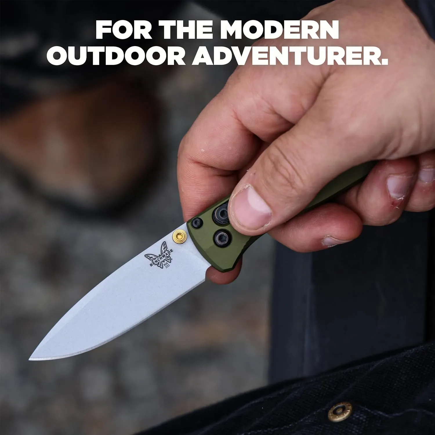 Benchmade - Mini Bugout 533 Knife, Drop-Point Blade, Woodland Green Aluminum Handle (533SL-10)