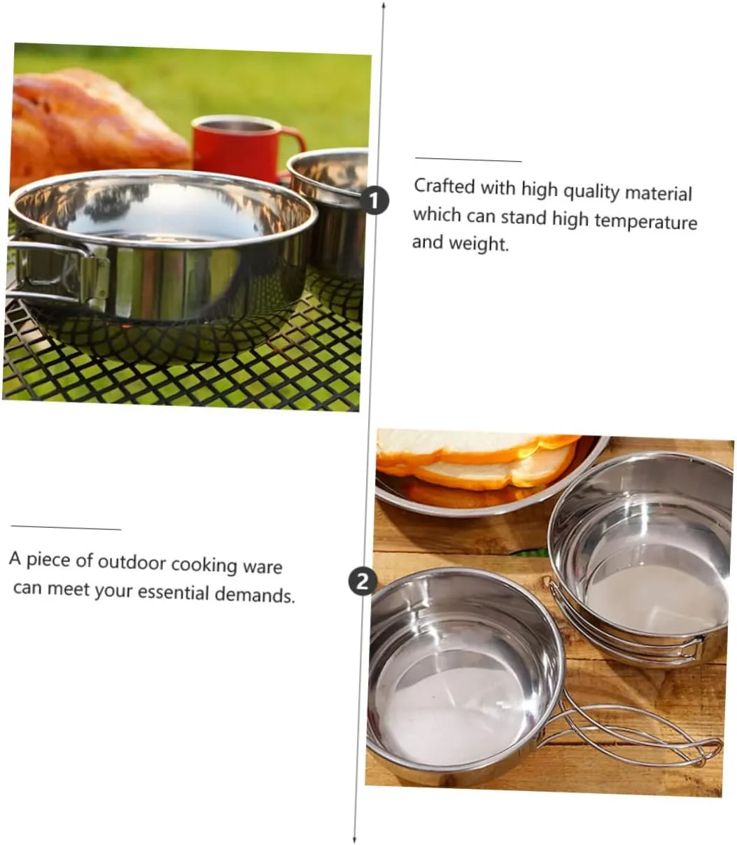 BESPORTBLE 2 Pcs Outdoor Stainless Steel Bowl Picnic Pot Portable Travel