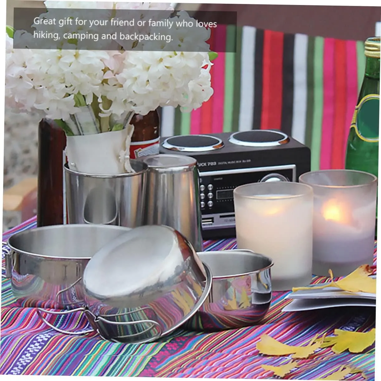 BESPORTBLE 2 Pcs Outdoor Stainless Steel Bowl Picnic Pot Portable Travel