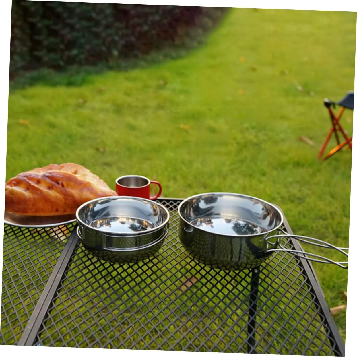 BESPORTBLE 2 Pcs Outdoor Stainless Steel Bowl Picnic Pot Portable Travel