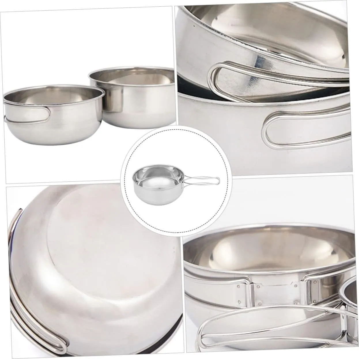 BESPORTBLE 2 Pcs Outdoor Stainless Steel Bowl Picnic Pot Portable Travel