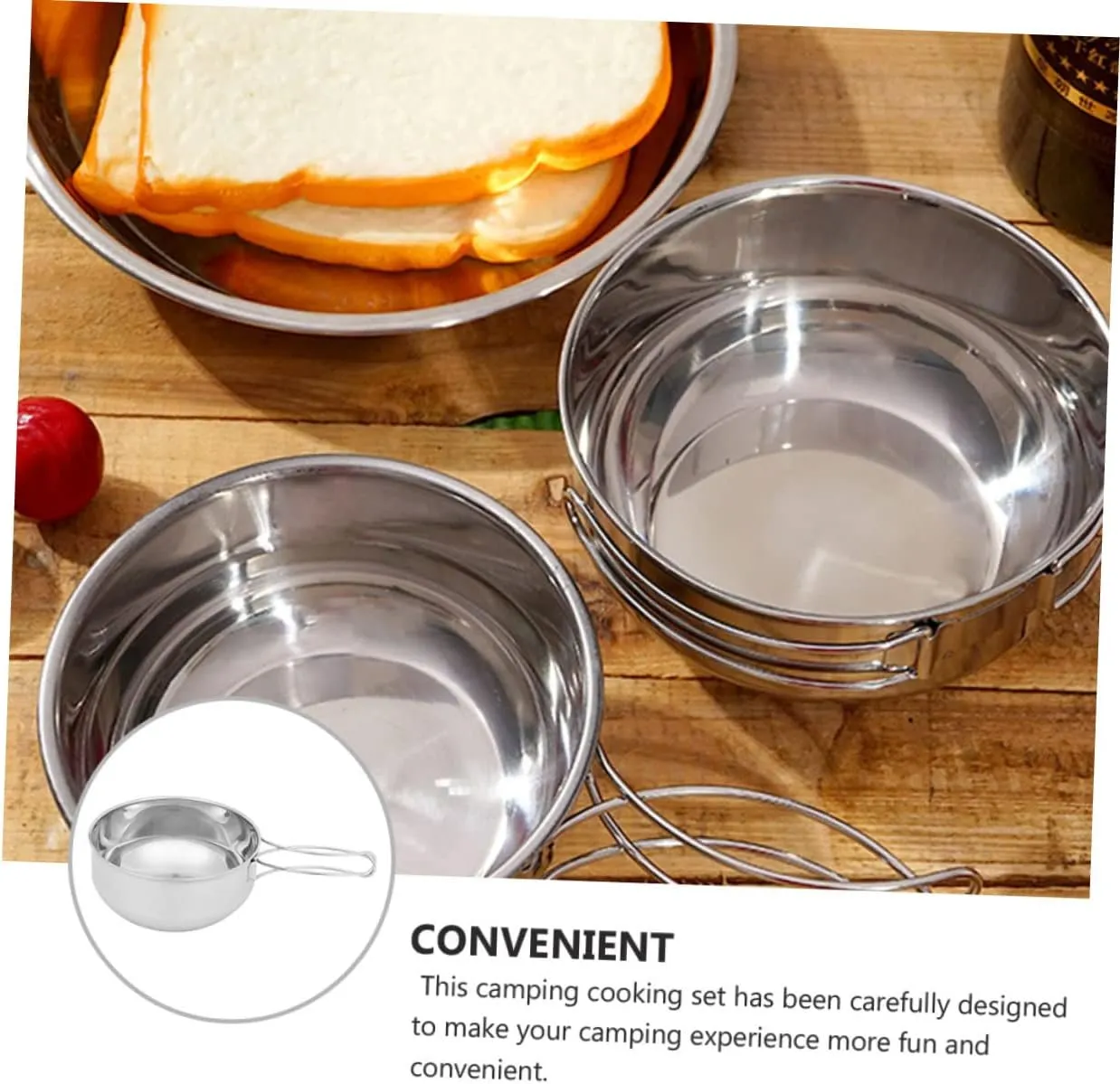 BESPORTBLE 2 Pcs Outdoor Stainless Steel Bowl Picnic Pot Portable Travel