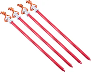 BESPORTBLE Outdoor Camping Accessories 4 Pack Aluminum Tent Stakes Ground Pegs Rope for Canopy Tent Easy to Set up
