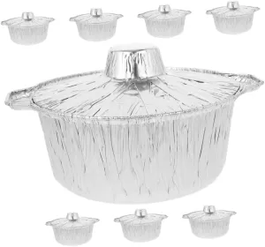 BESPORTBLE Versatile Aluminum Foil Pots 8pcs Round Lids Included for Camping Bbq Cooking