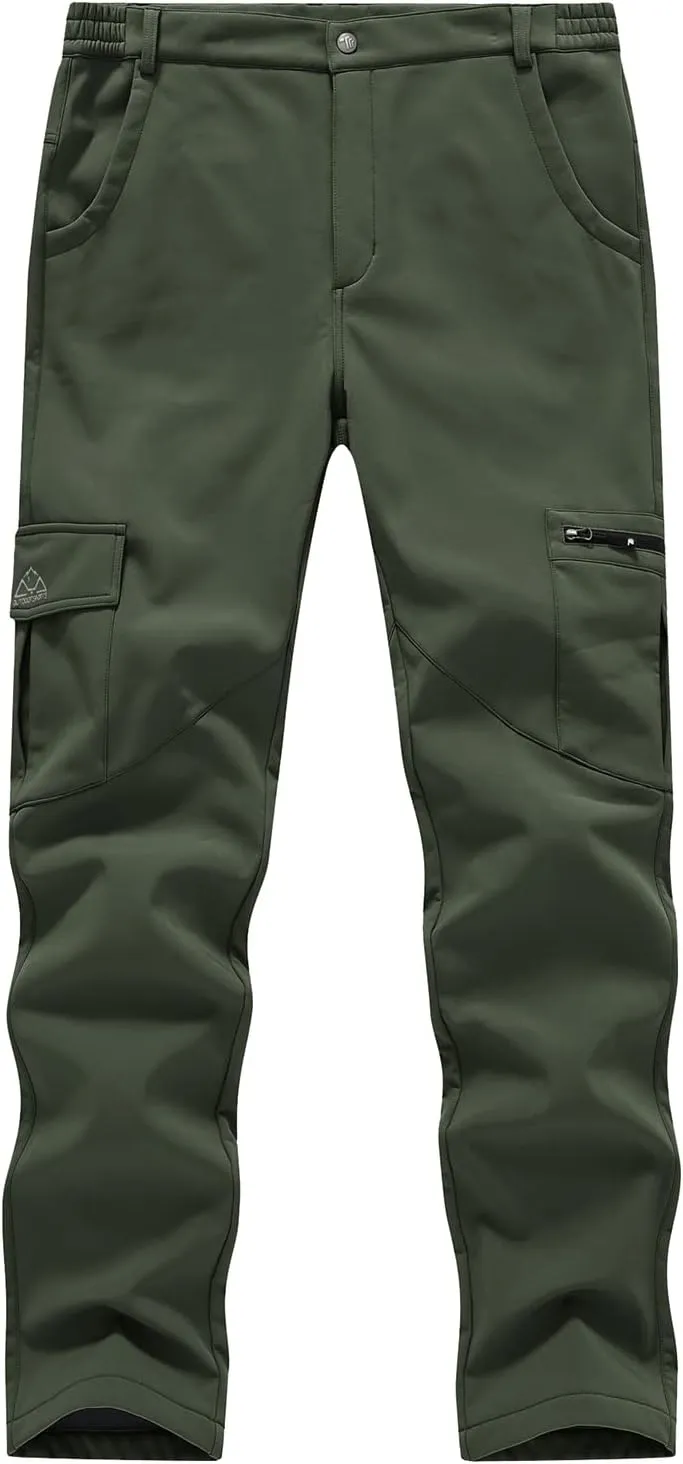 BGOWATU Women's Winter Hiking Pants Fleece Lined Waterproof Windproof Snow Insulated Pants with 6 Pockets