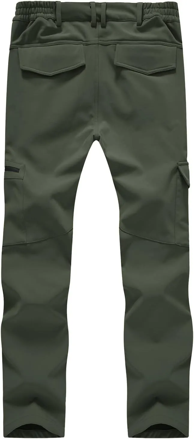 BGOWATU Women's Winter Hiking Pants Fleece Lined Waterproof Windproof Snow Insulated Pants with 6 Pockets