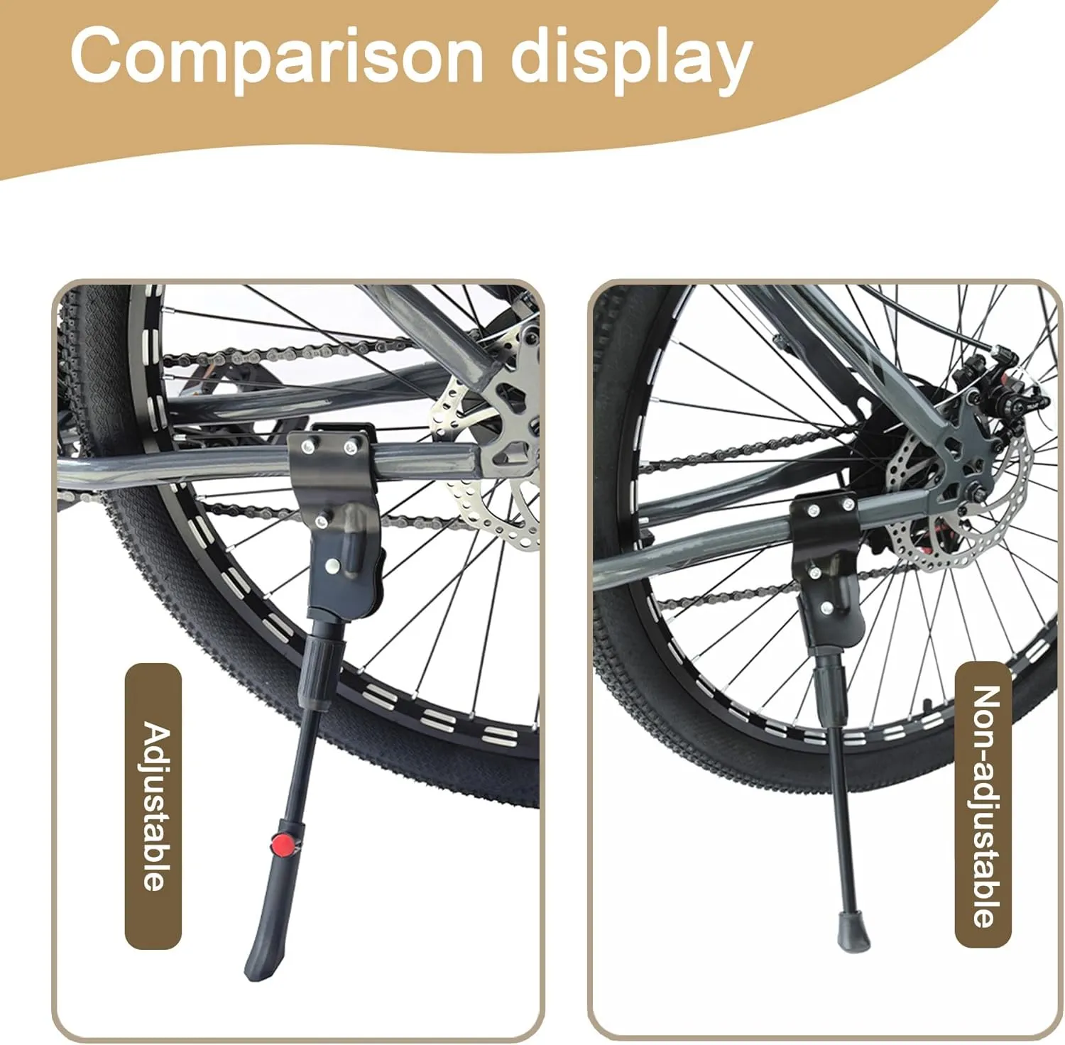 Bike Kickstand for Orbea MX 2017, Adjustable Bicycle Kickstand, Suit Mountain Bike, Concealed Spring-Loaded Latch, Aluminum Rear Side Bicycle Stand,A