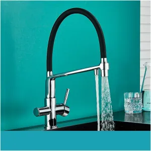 Black White Filtered Kitchen Faucets Pull Out 360 Rotation Mixer Tap Pure Water Crane for Kitchen Filtered Water Taps(Type A-Chrome)