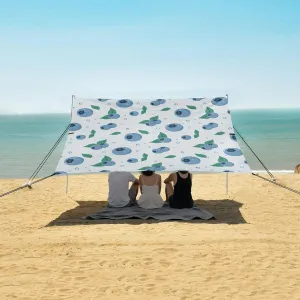 Blueberry Beach Canopy Tent Anti-UV & Wind Resistant, Camping Sun Shelter Easy Setup Portable,Outdoor Shade Tents with Sandbags,Sand Shovels,Ground Pegs & Stability Poles
