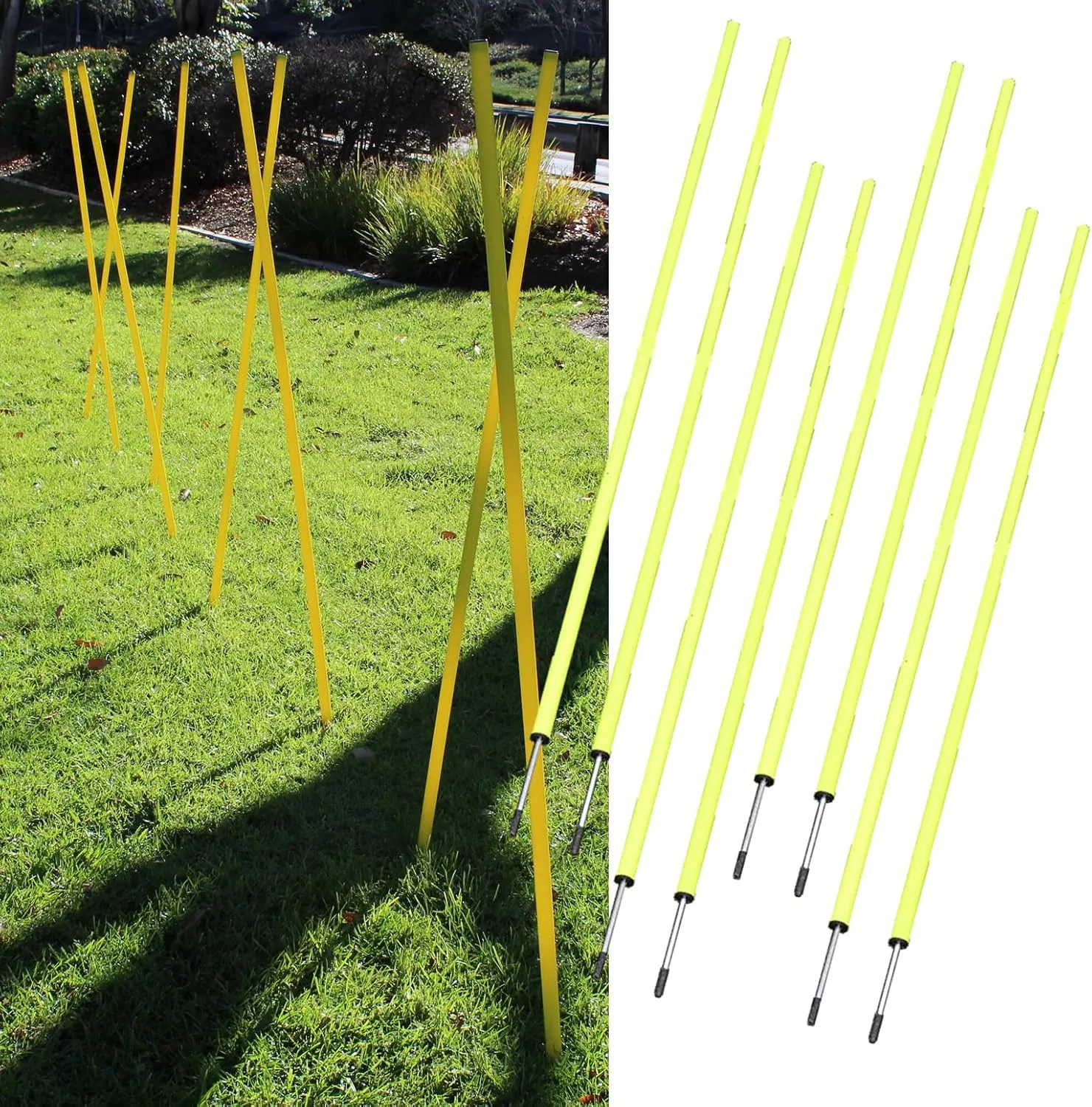 BlueDot Trading Soccer Agility Poles | Telescopic, Fixed & Collapsible Options (4, 6, 8 Piece Sets) Speed Training Poles for Agility Drills, Outdoor Games, Football & Sport Training Equipment