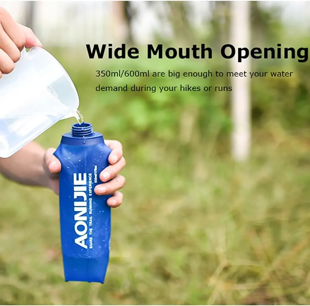 BlueField Five types of sports water bottle Soft Flasks TPU Collapsible Foldable Water Bottles for Hydration Pack Running Hiking Cycling Climbing (A#250ml SoftFlask)