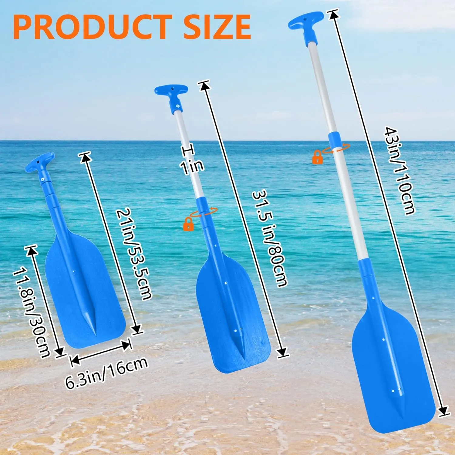 Boat Paddle Telescoping Collapsible Oar for Boat Anti Slip Aluminum Plastic Canoe Paddles 2 Pack Small Tubing Floats Oars Row and Safety Boat Accessories for Kids and Adults(4Color)