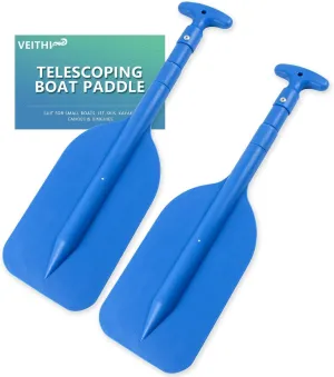 Boat Paddle Telescoping Collapsible Oar for Boat Anti Slip Aluminum Plastic Canoe Paddles 2 Pack Small Tubing Floats Oars Row and Safety Boat Accessories for Kids and Adults(4Color)