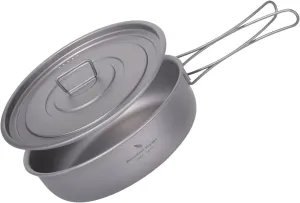 Boundless Voyage Titanium Frying Pan with Lid Portable Folding Handles Outdoor Camping Skillet Griddle Ultralight Cookware Hiking Backpacking