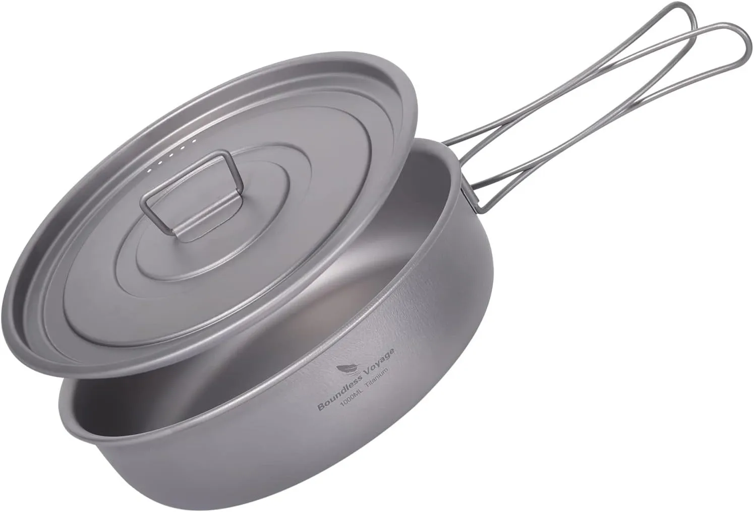 Boundless Voyage Titanium Frying Pan with Lid Portable Folding Handles Outdoor Camping Skillet Griddle Ultralight Cookware Hiking Backpacking