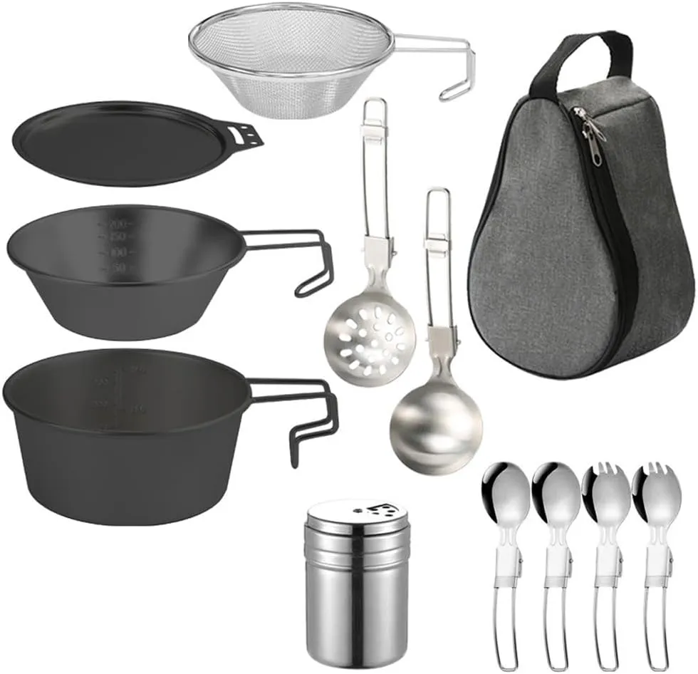 Bowl Outdoor Cookware Set LSteel CamBowl with Colander Spoon Spork Bowl Cover for CamHiking