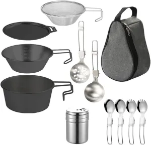 Bowl Outdoor Cookware Set LSteel CamBowl with Colander Spoon Spork Bowl Cover for CamHiking