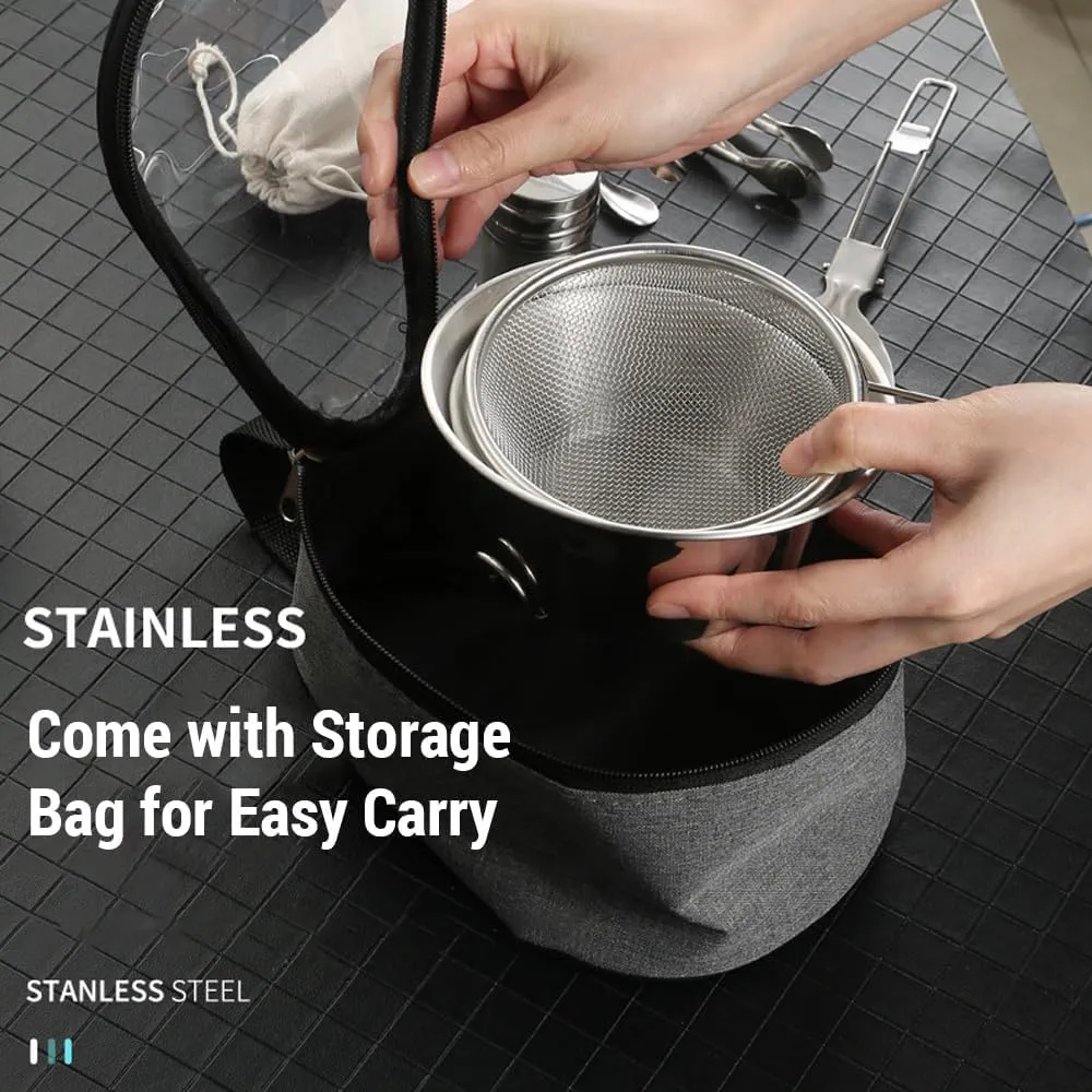 Bowl Outdoor Cookware Set LSteel CamBowl with Colander Spoon Spork Bowl Cover for CamHiking