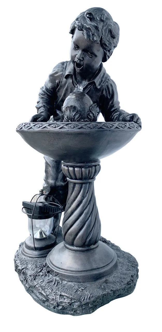 Boy Drinking at Water Fountain