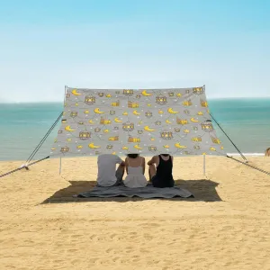 Bright Moon Star Beach Canopy Tent Anti-UV & Wind Resistant, Camping Sun Shelter Easy Setup Portable,Outdoor Shade Tents with Sandbags,Sand Shovels,Ground Pegs & Stability Poles