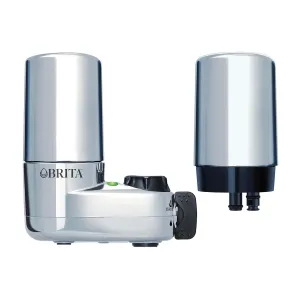 Brita Faucet Mount Water Filter for Sink, Removes 99% of Lead, Elite Filtration System, Includes 2 Replacement Filters, Chrome