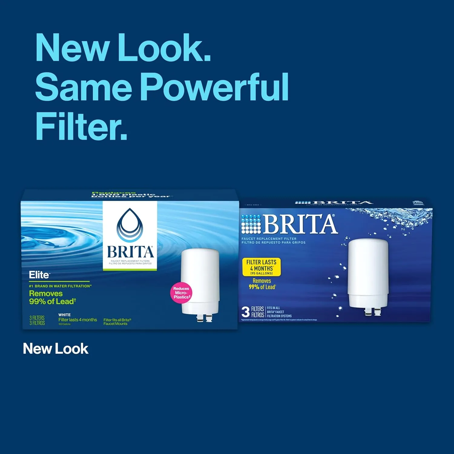 Brita Replacement Water Filter for Faucet Mount, Removes 99% of Lead, Sink Filtration System, White, 3 Count